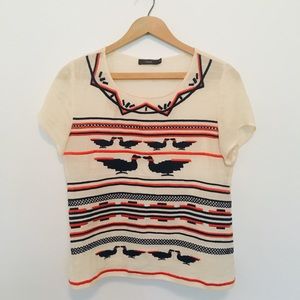 Summer Sheer Embroidered Crop Blouse